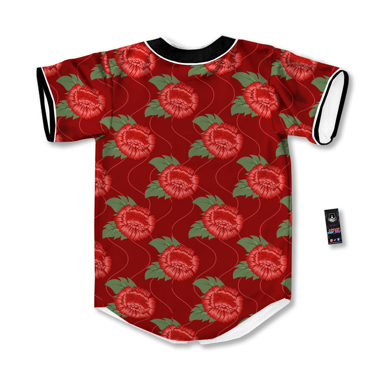 Flower Chinese Vintage Print Pattern Baseball Jersey-grizzshop