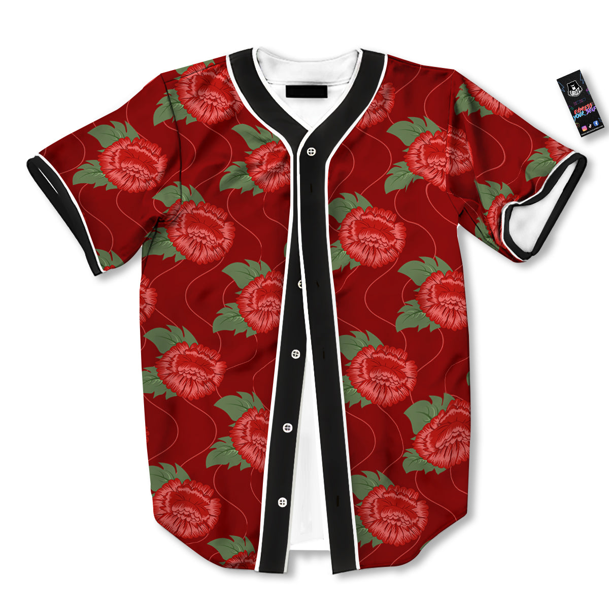 Flower Chinese Vintage Print Pattern Baseball Jersey-grizzshop