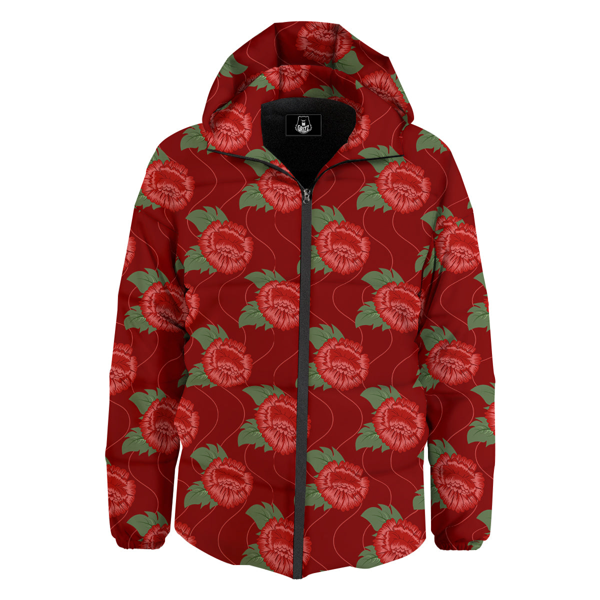 Flower Chinese Vintage Print Pattern Down Jacket-grizzshop