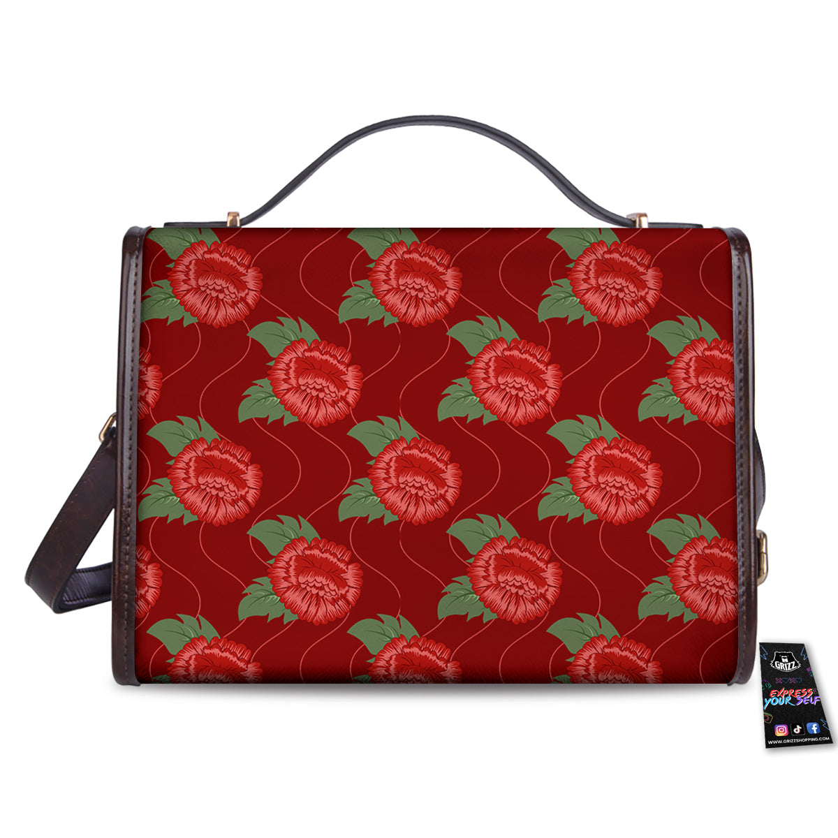 Flower Chinese Vintage Print Pattern Women's Satchel Bag-grizzshop