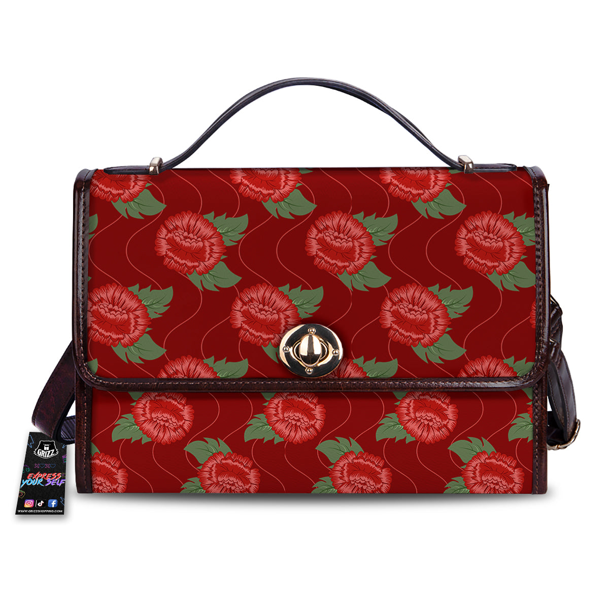 Flower Chinese Vintage Print Pattern Women's Satchel Bag-grizzshop