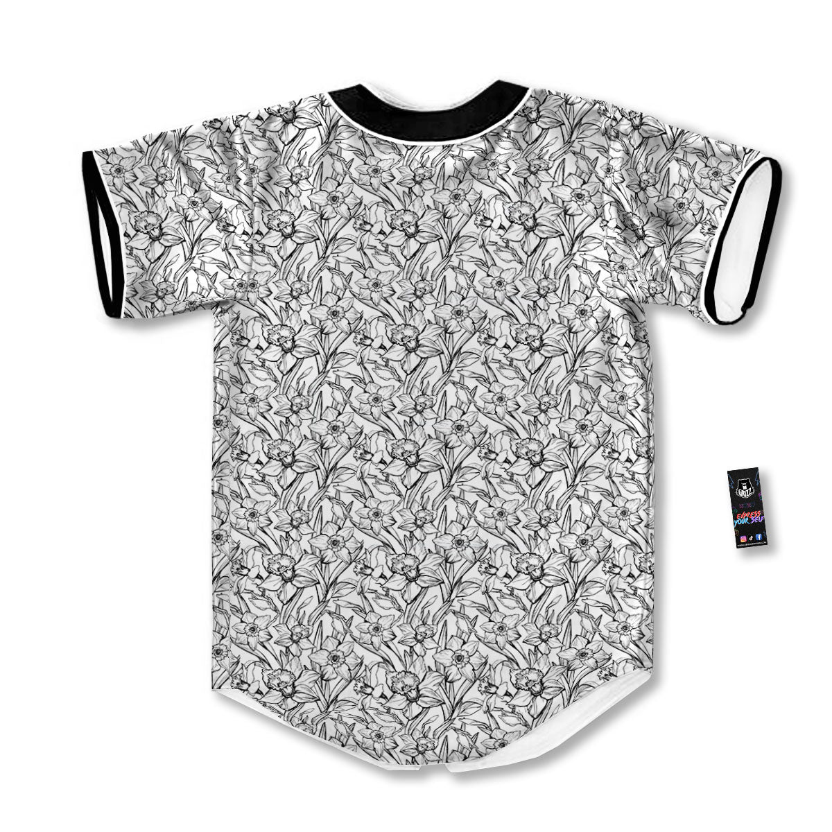 Flower Daffodil Drawing Print Pattern Baseball Jersey-grizzshop