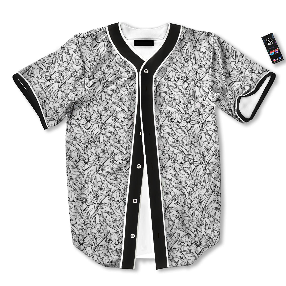 Flower Daffodil Drawing Print Pattern Baseball Jersey-grizzshop