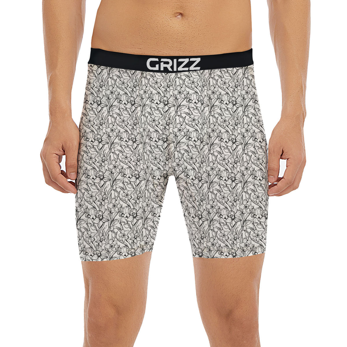 Flower Daffodil Drawing Print Pattern Boxer Briefs-grizzshop