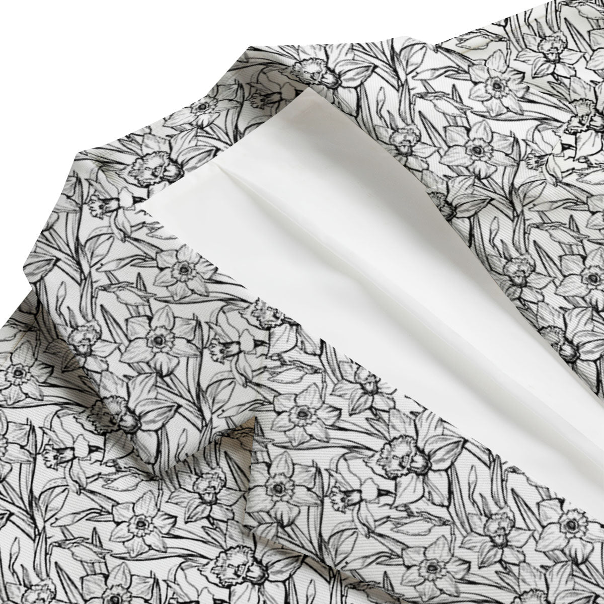 Flower Daffodil Drawing Print Pattern Men's Blazer-grizzshop