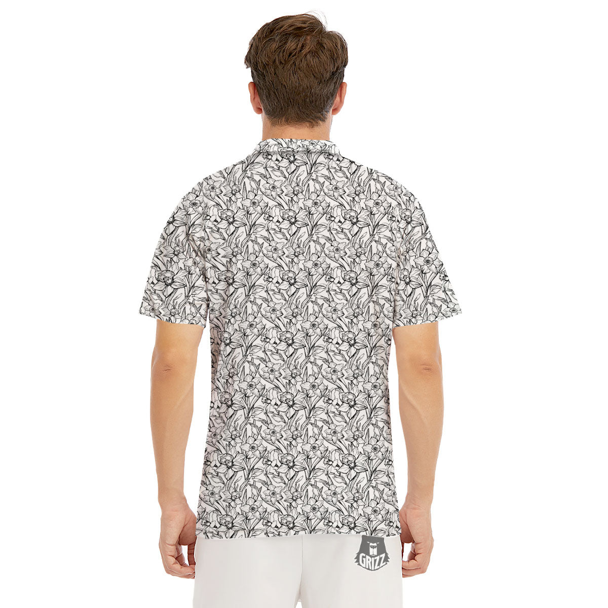 Flower Daffodil Drawing Print Pattern Men's Golf Shirts-grizzshop