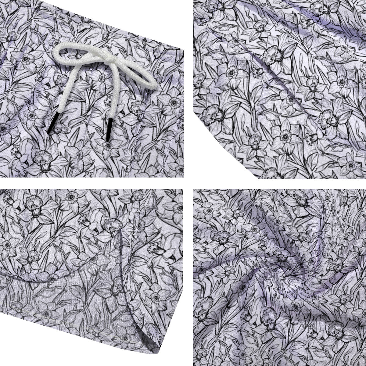 Flower Daffodil Drawing Print Pattern Men's Running Shorts-grizzshop