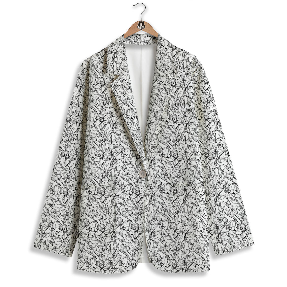 Flower Daffodil Drawing Print Pattern Women's Blazer-grizzshop