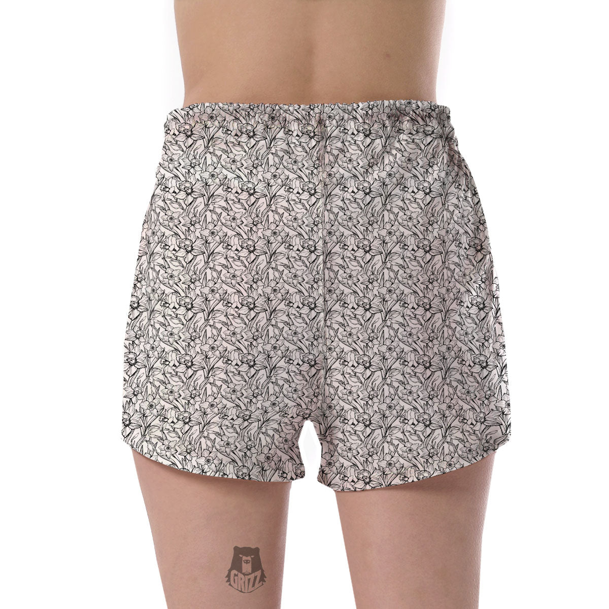 Flower Daffodil Drawing Print Pattern Women's Shorts-grizzshop