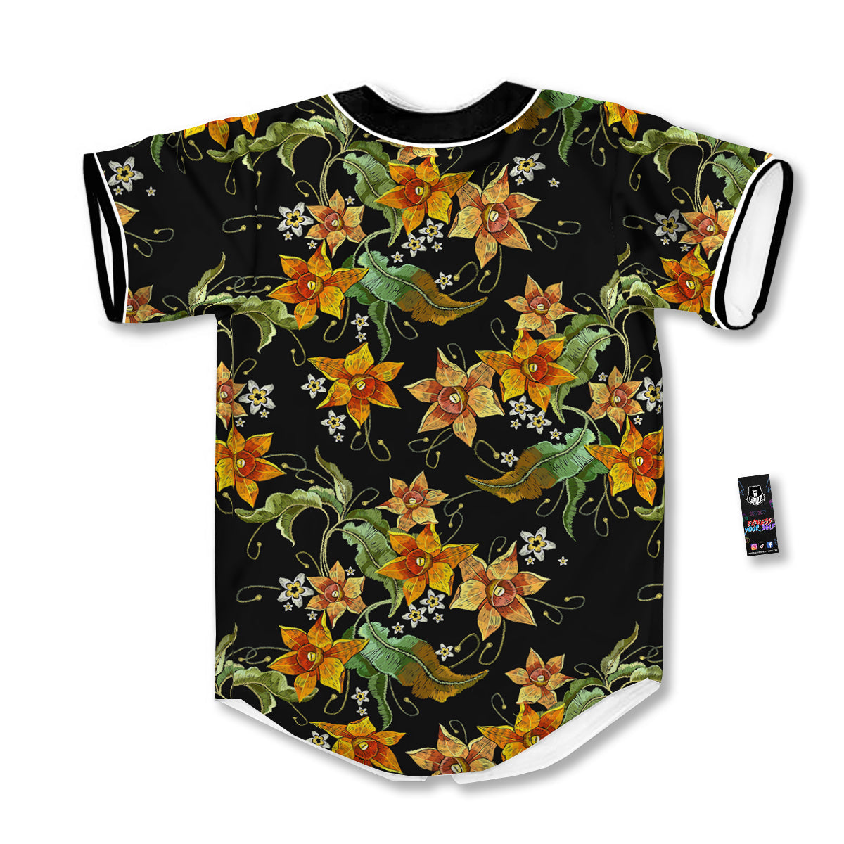 Flower Daffodil Vintage Print Pattern Baseball Jersey-grizzshop