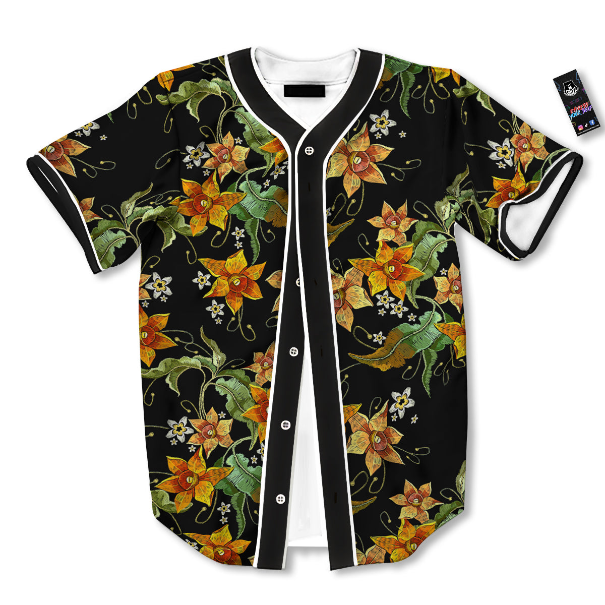 Flower Daffodil Vintage Print Pattern Baseball Jersey-grizzshop