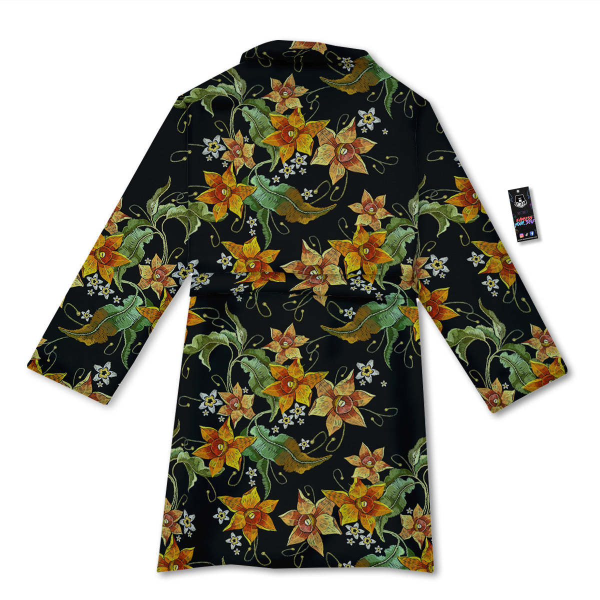 Flower Daffodil Vintage Print Pattern Bathrobe-grizzshop