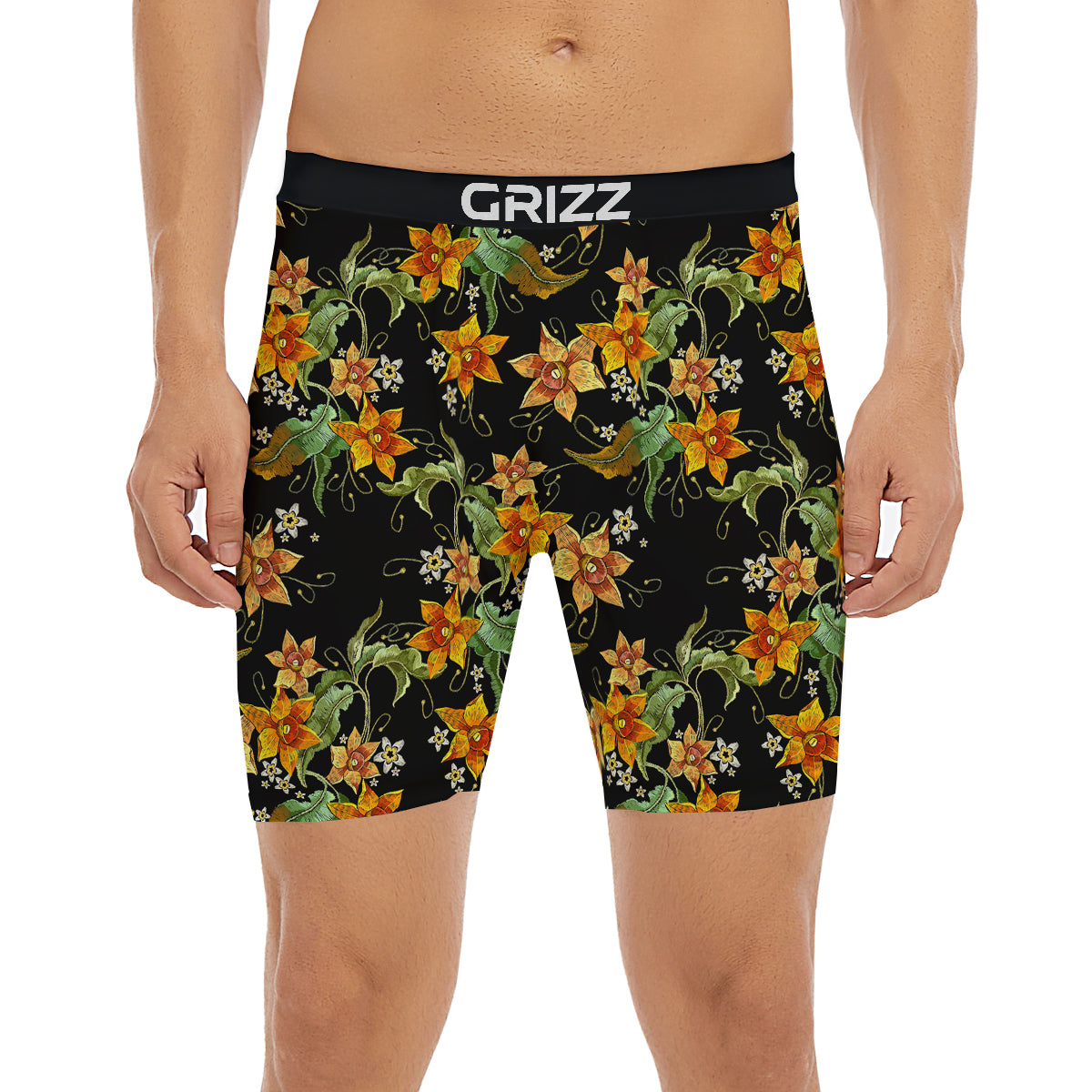 Flower Daffodil Vintage Print Pattern Boxer Briefs-grizzshop