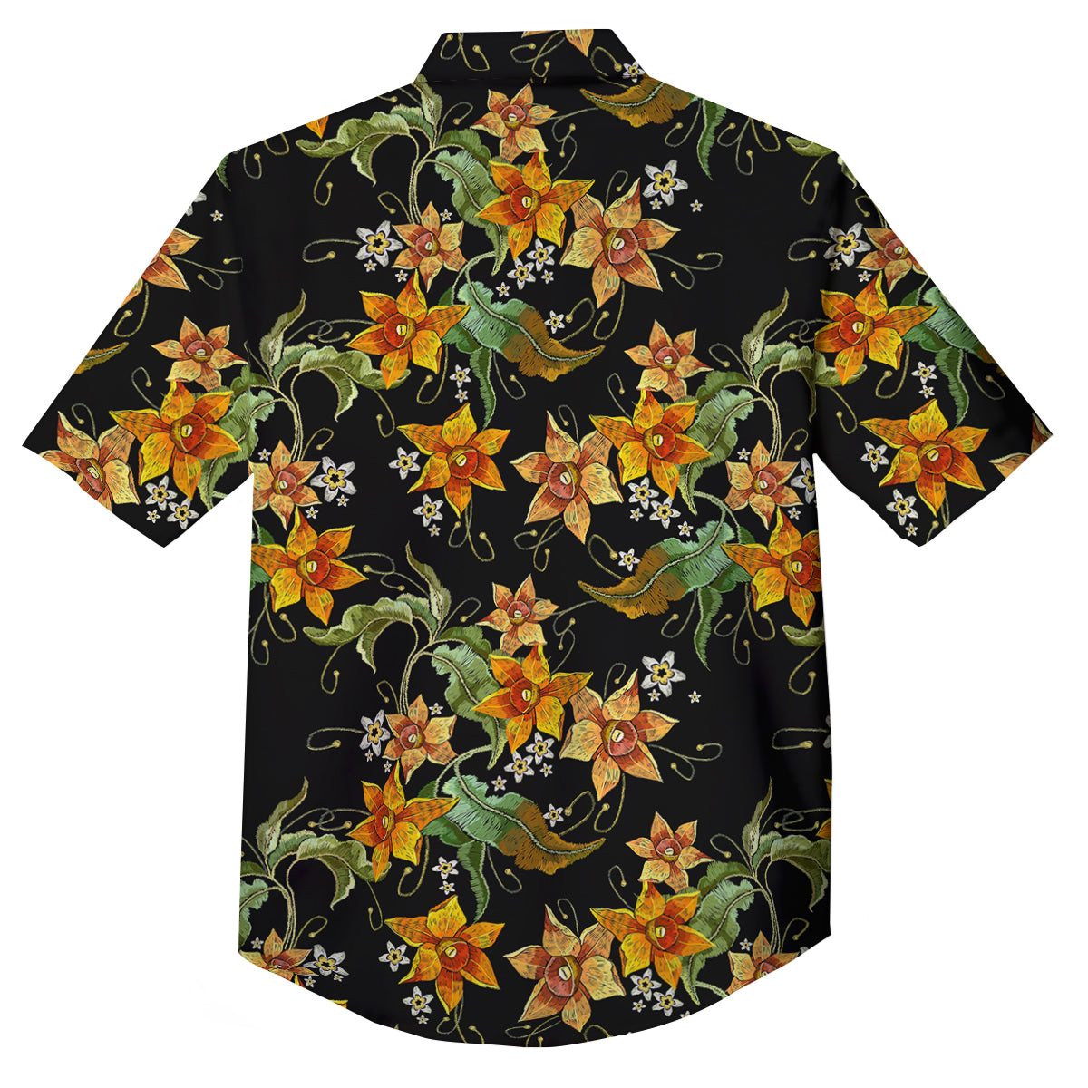 Flower Daffodil Vintage Print Pattern Button Up Shirt-grizzshop
