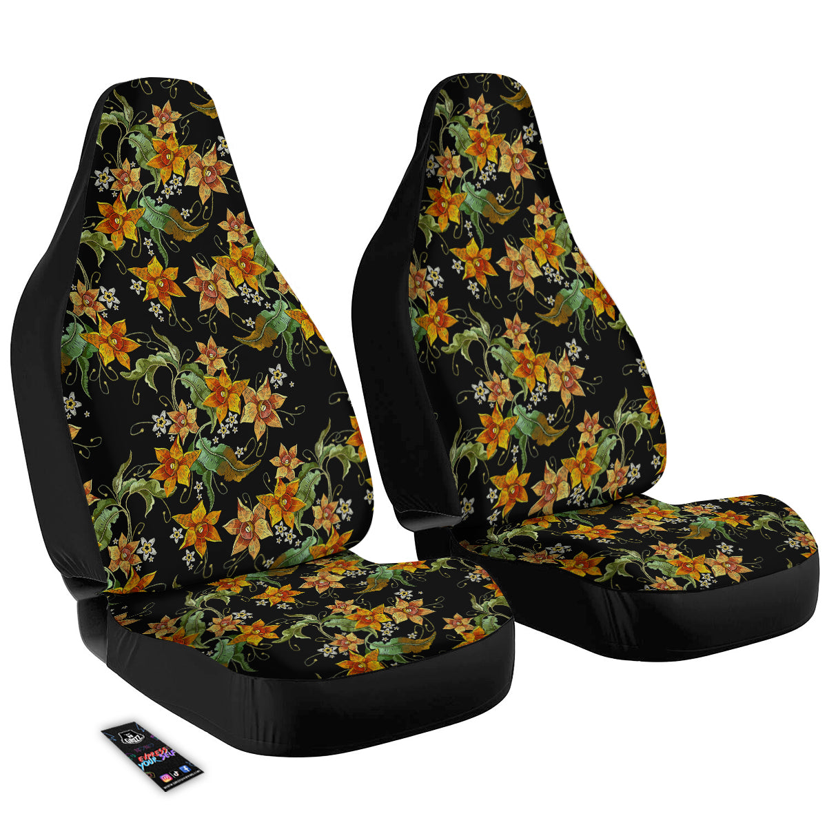 Flower Daffodil Vintage Print Pattern Car Seat Covers-grizzshop