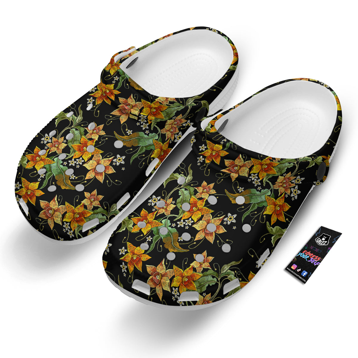 Flower Daffodil Vintage Print Pattern Clog-grizzshop
