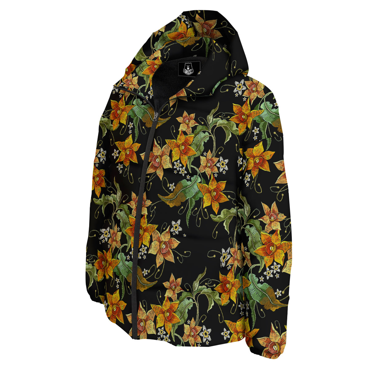 Flower Daffodil Vintage Print Pattern Down Jacket-grizzshop