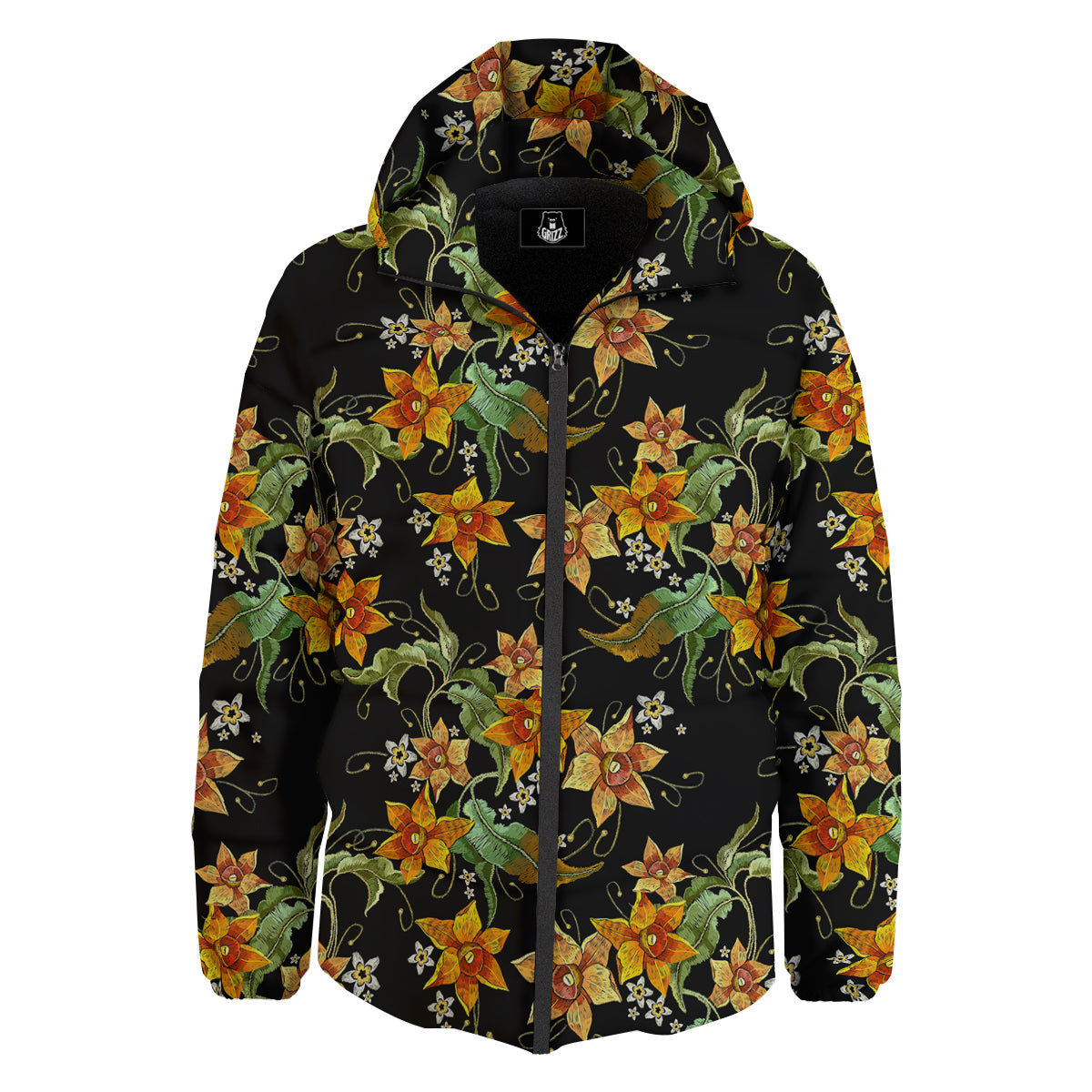 Flower Daffodil Vintage Print Pattern Down Jacket-grizzshop