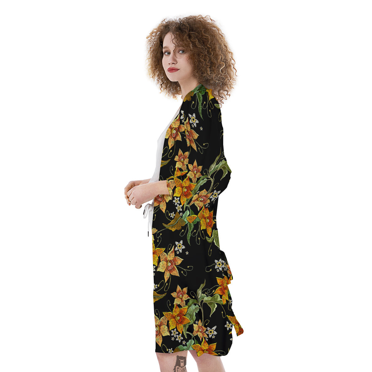 Flower Daffodil Vintage Print Pattern Kimono-grizzshop