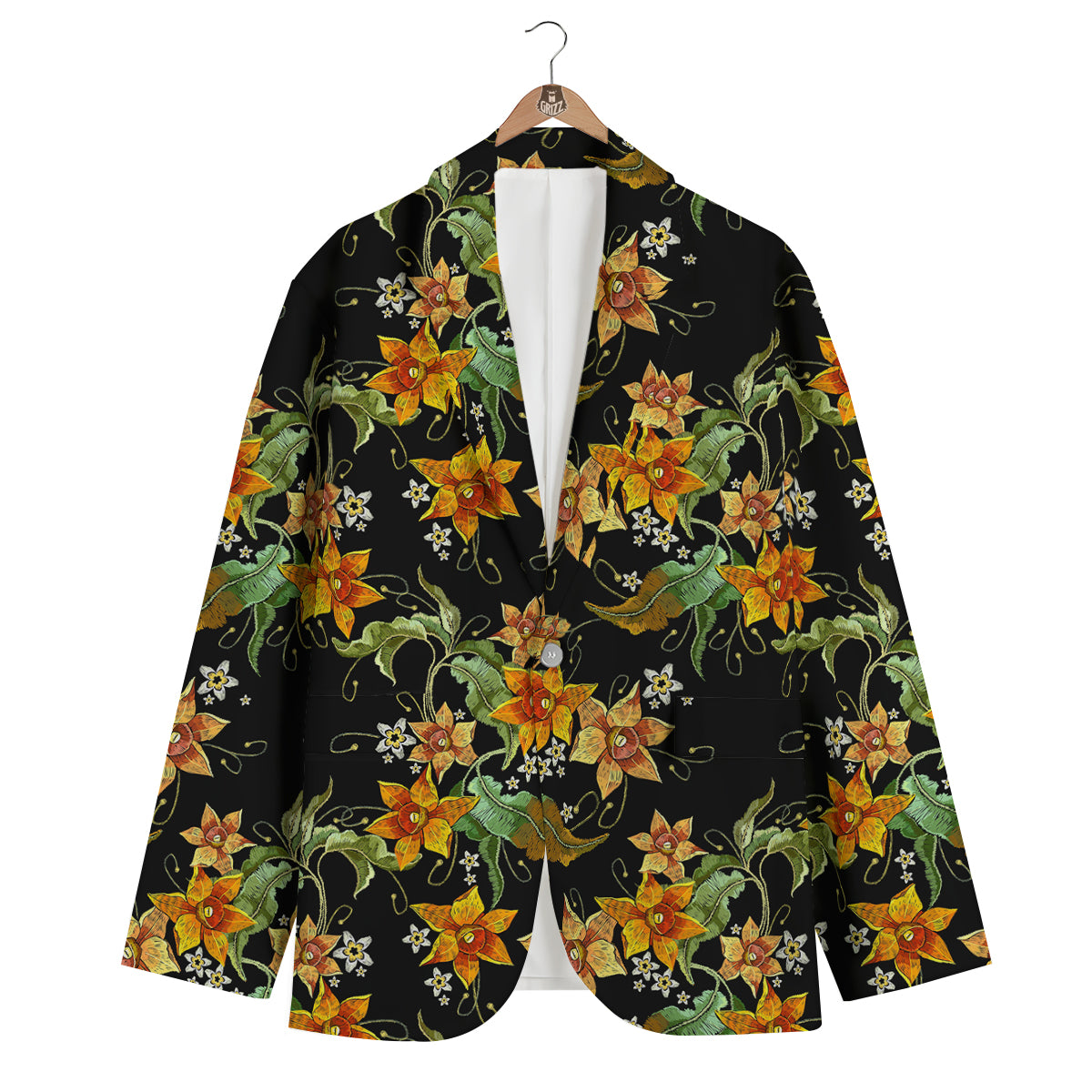 Flower Daffodil Vintage Print Pattern Men's Blazer-grizzshop
