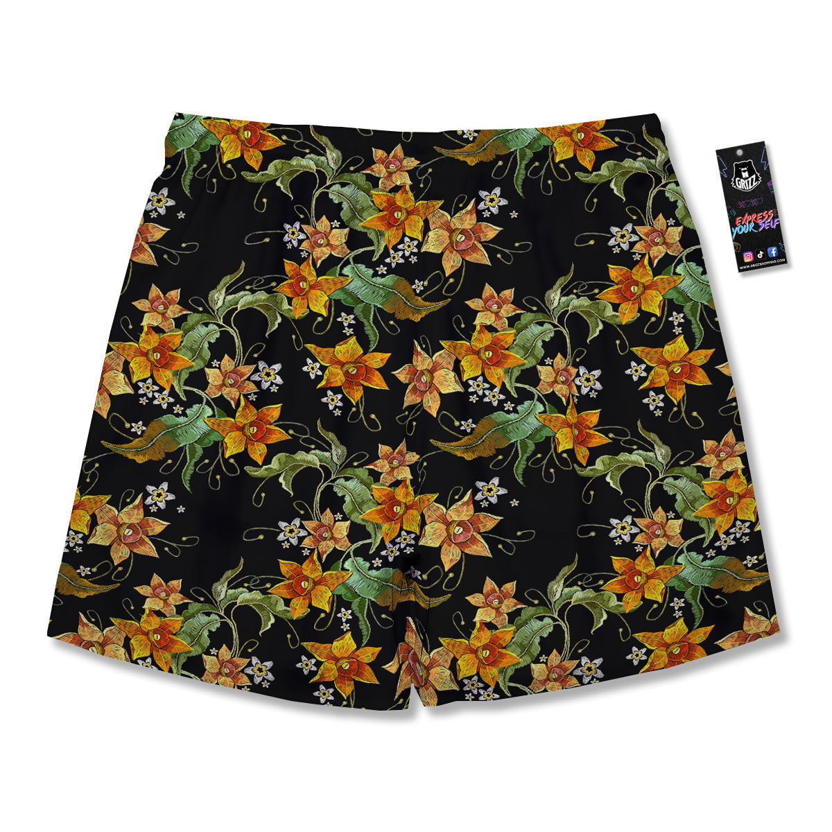 Flower Daffodil Vintage Print Pattern Men's Running Shorts-grizzshop