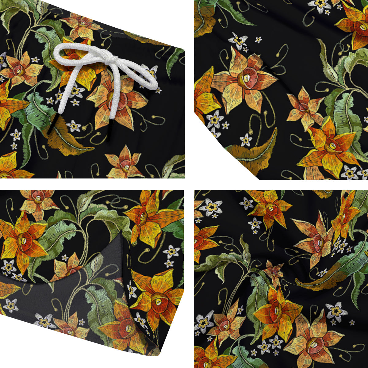 Flower Daffodil Vintage Print Pattern Men's Running Shorts-grizzshop
