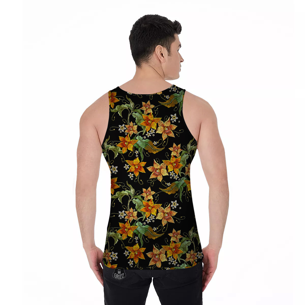 Flower Daffodil Vintage Print Pattern Men's Tank Top-grizzshop