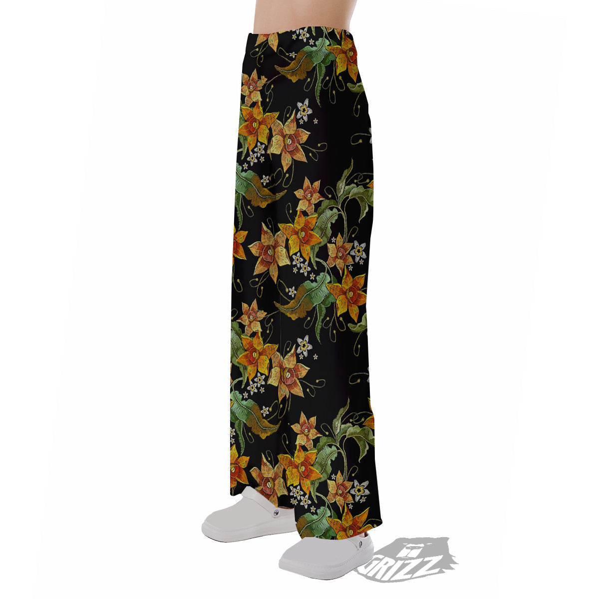 Flower Daffodil Vintage Print Pattern Pajama Pants-grizzshop