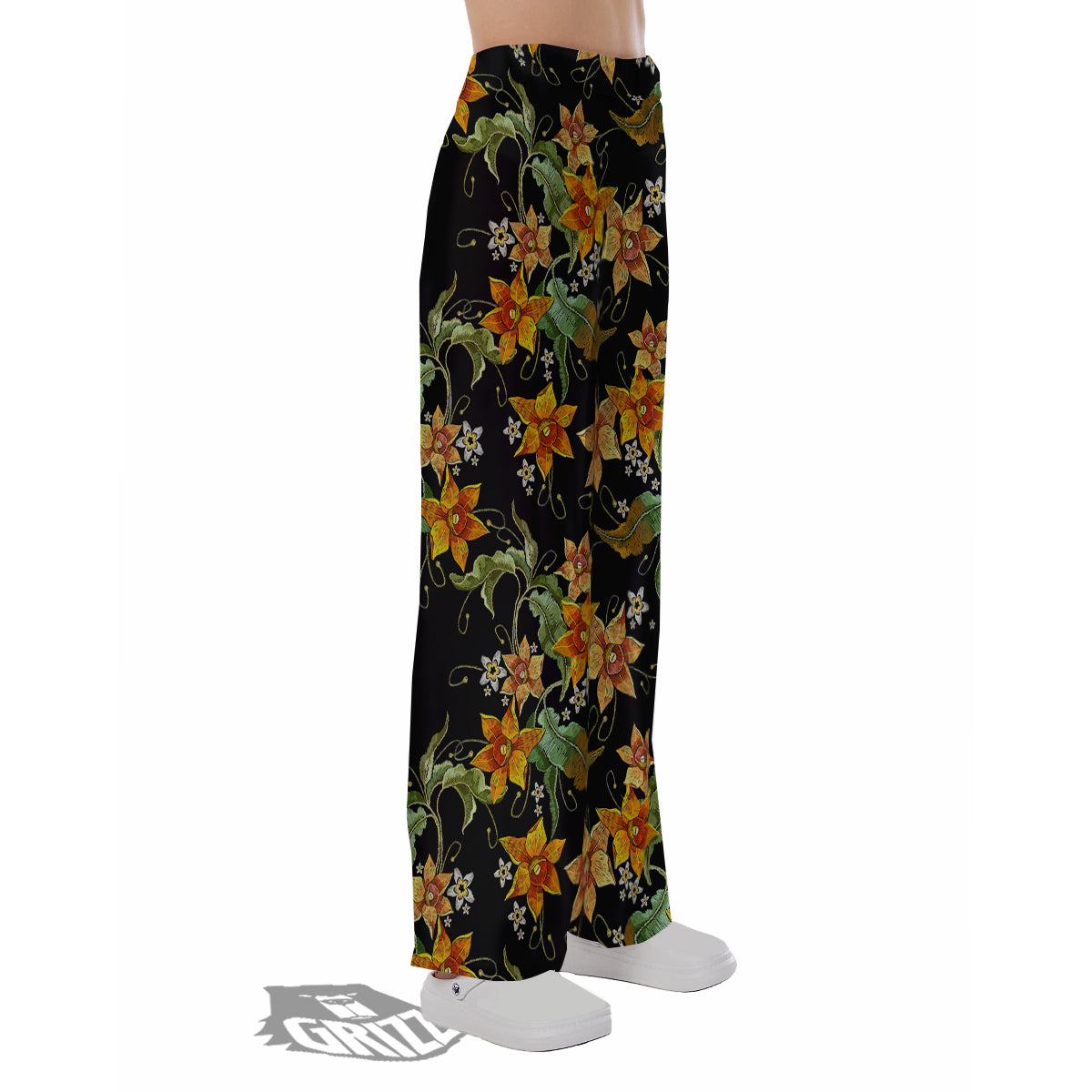 Flower Daffodil Vintage Print Pattern Pajama Pants-grizzshop