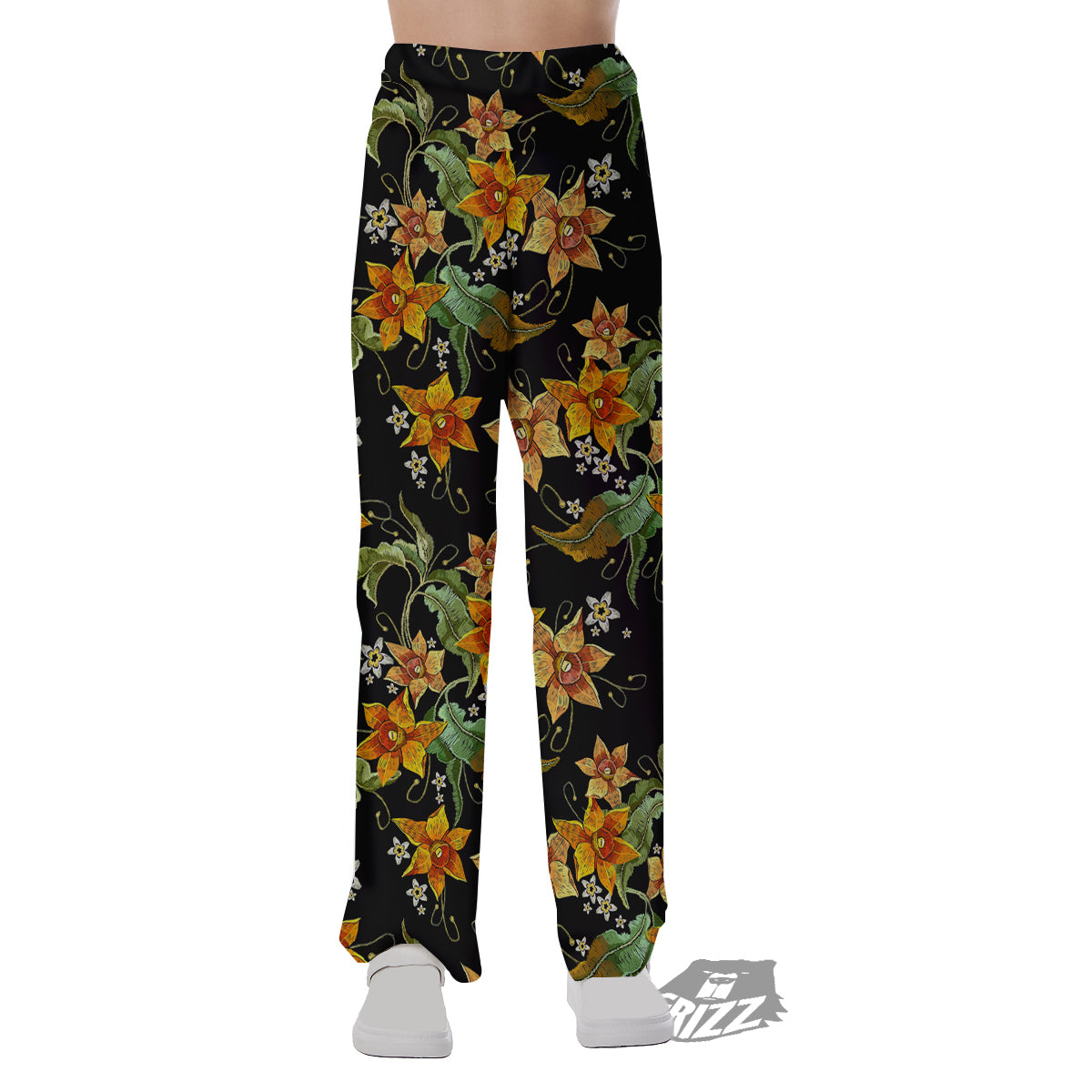 Flower Daffodil Vintage Print Pattern Pajama Pants-grizzshop