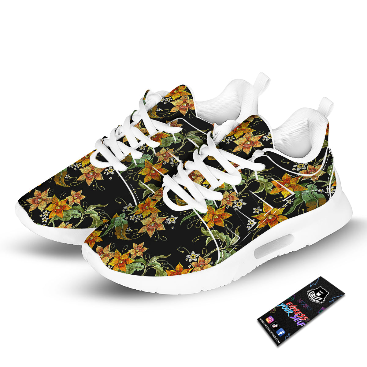 Flower Daffodil Vintage Print Pattern Tennis Shoes-grizzshop
