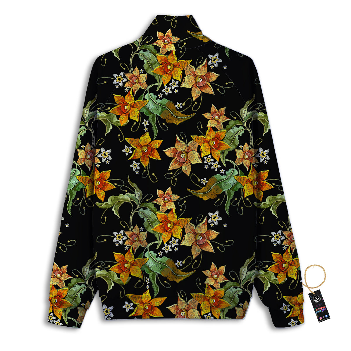 Flower Daffodil Vintage Print Pattern Track Jacket-grizzshop