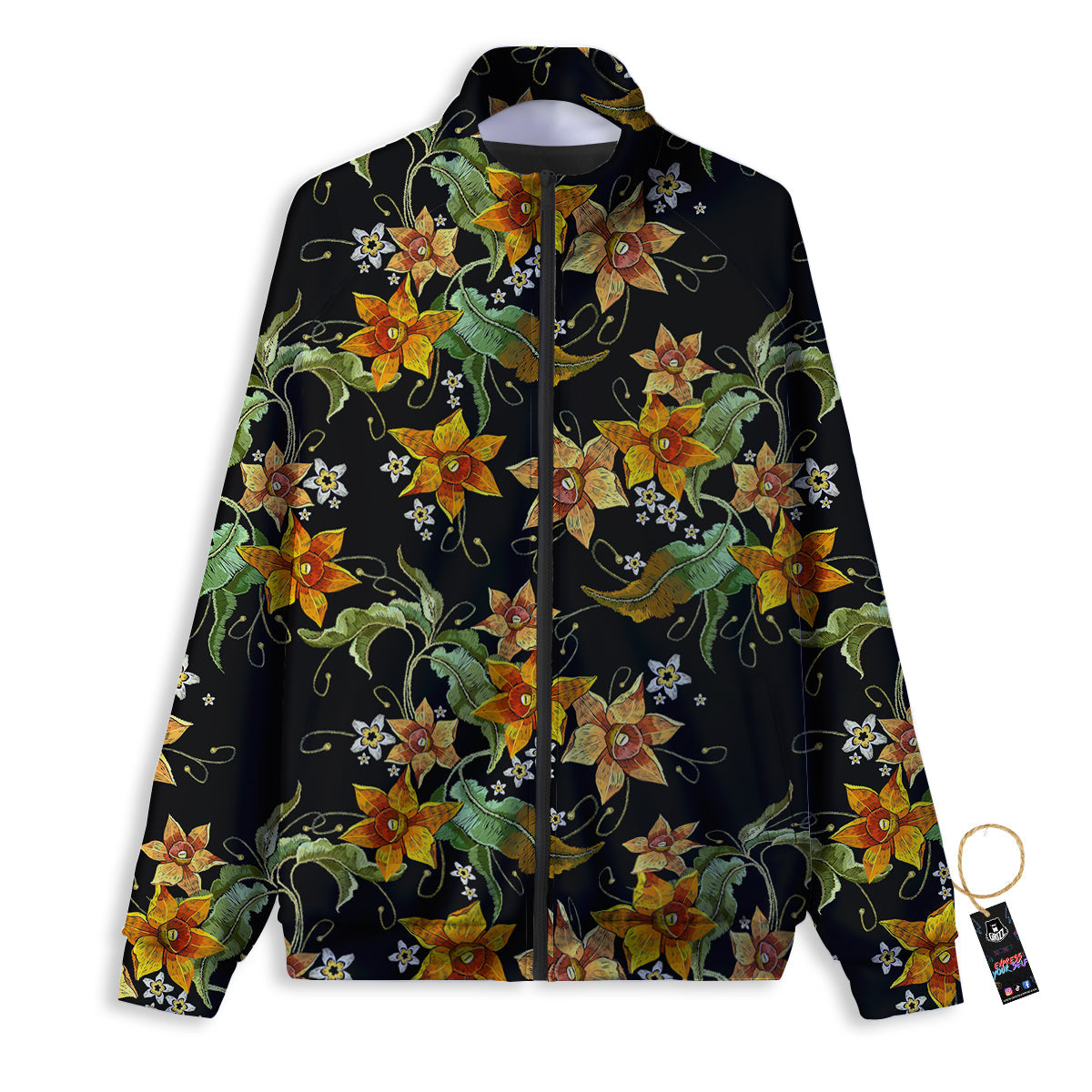 Flower Daffodil Vintage Print Pattern Track Jacket-grizzshop