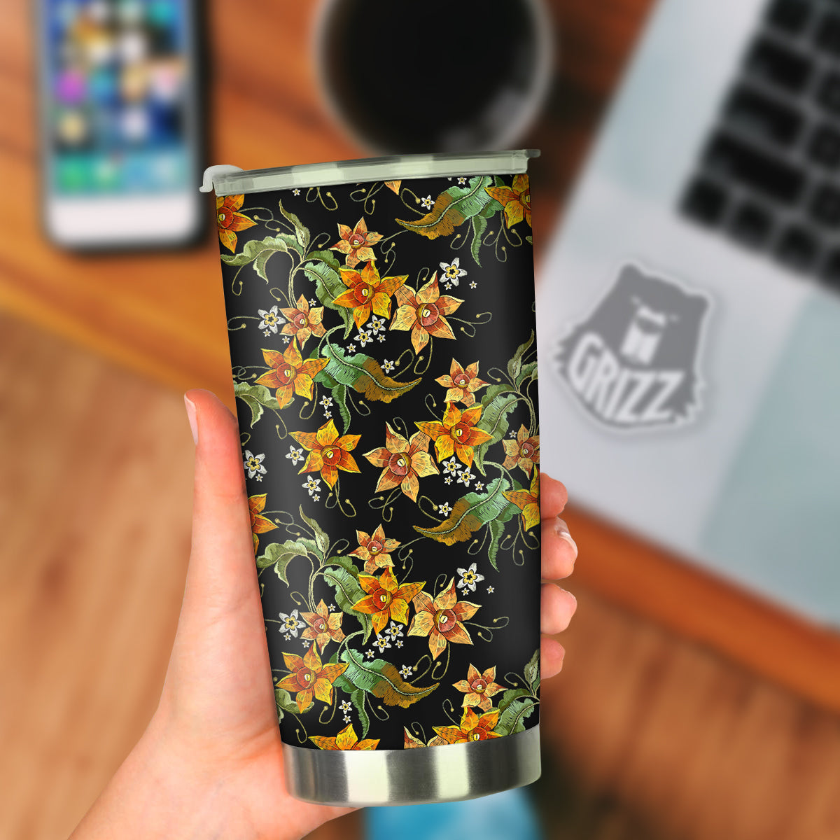 Flower Daffodil Vintage Print Pattern Tumbler-grizzshop