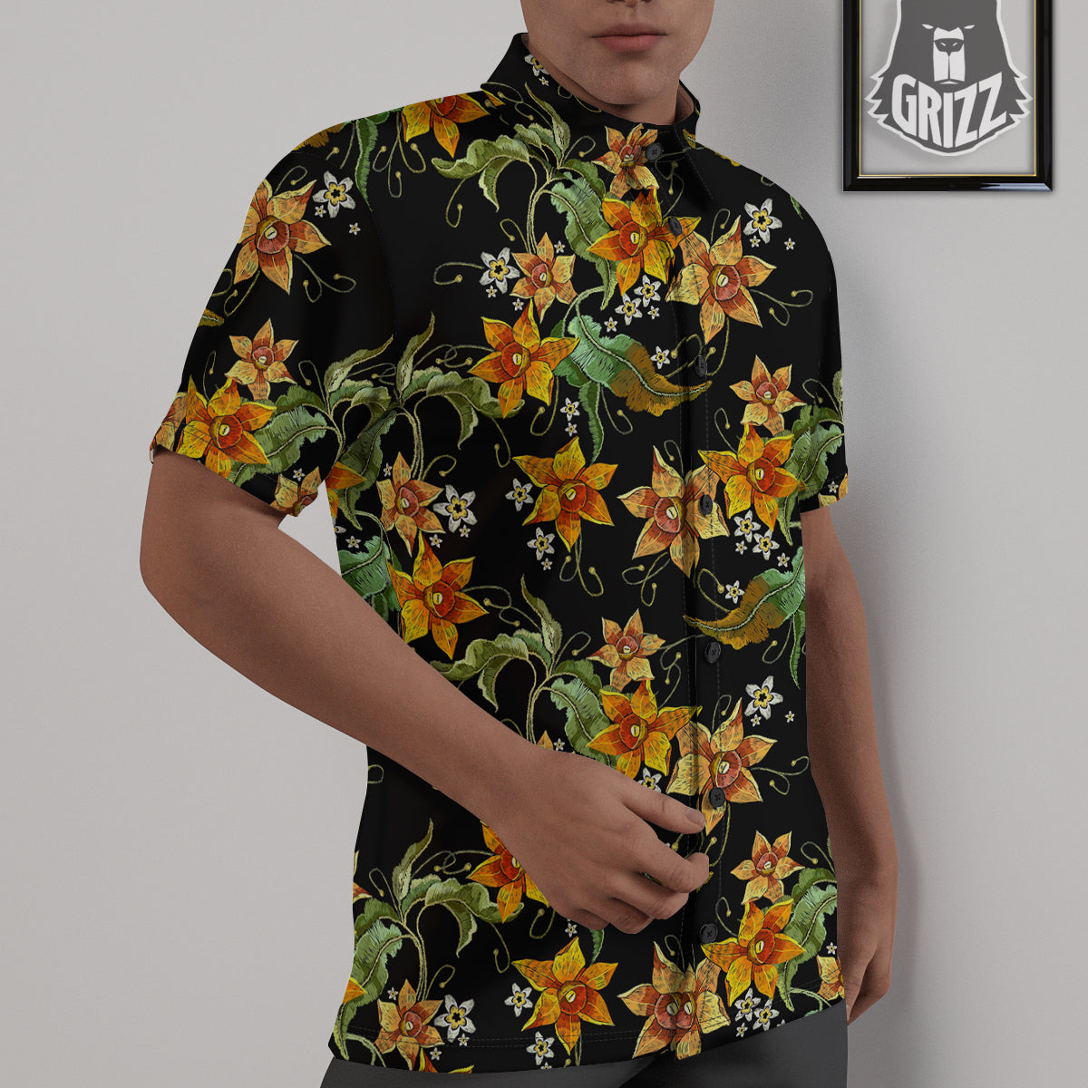 Flower Daffodil Vintage Print Pattern Untucked Shirts-grizzshop