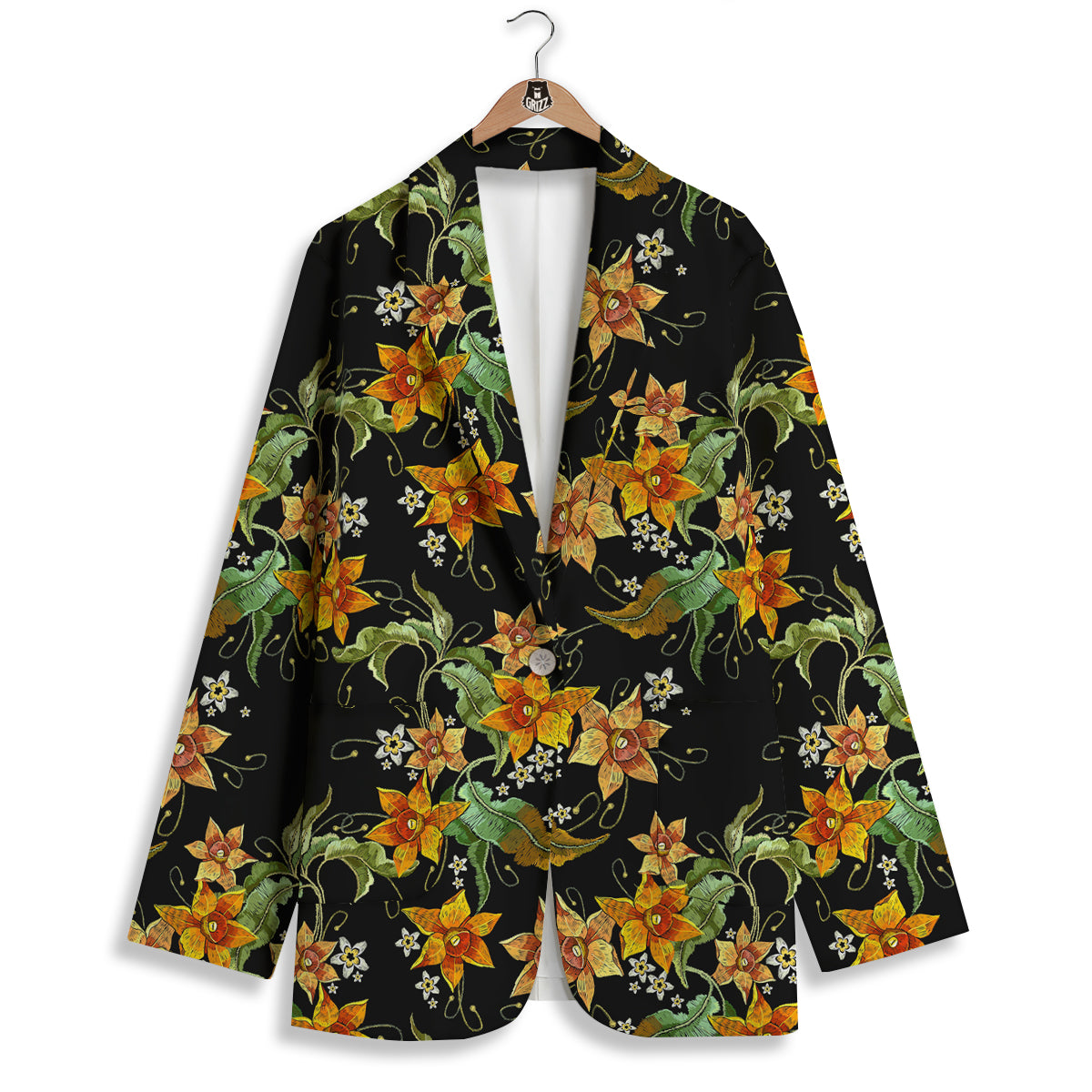 Flower Daffodil Vintage Print Pattern Women's Blazer-grizzshop