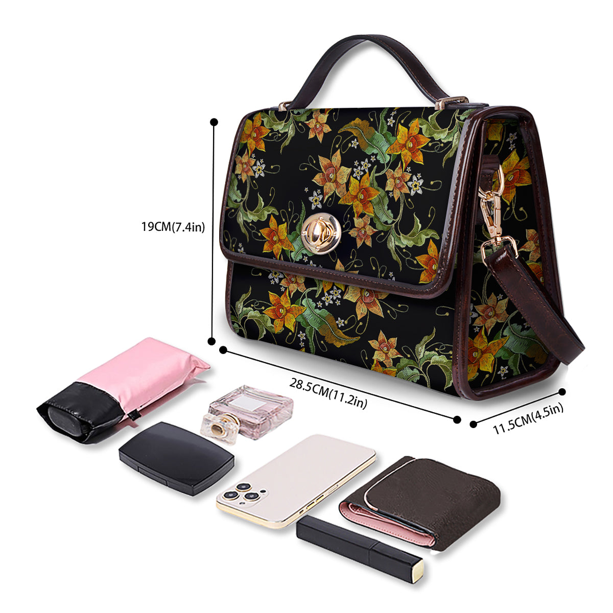 Flower Daffodil Vintage Print Pattern Women's Satchel Bag-grizzshop