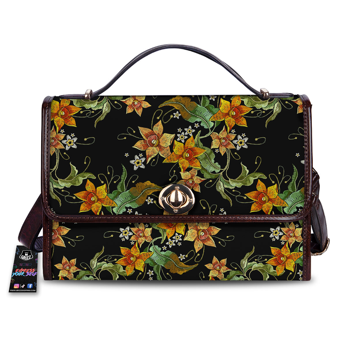 Flower Daffodil Vintage Print Pattern Women's Satchel Bag-grizzshop