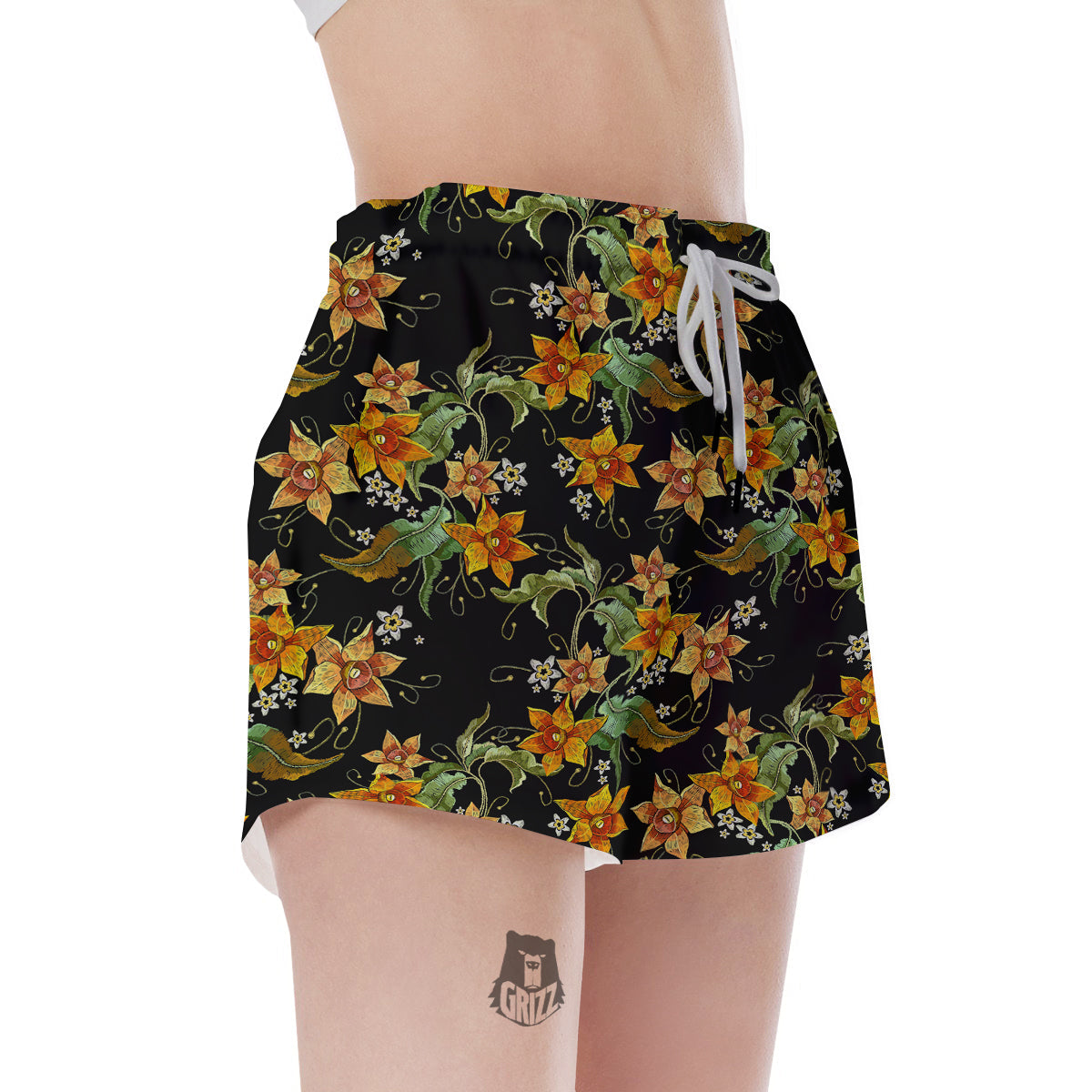 Flower Daffodil Vintage Print Pattern Women's Shorts-grizzshop