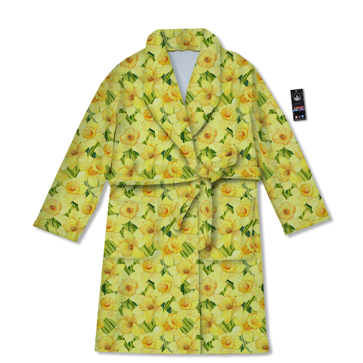 Flower Daffodil Watercolor Print Pattern Bathrobe-grizzshop