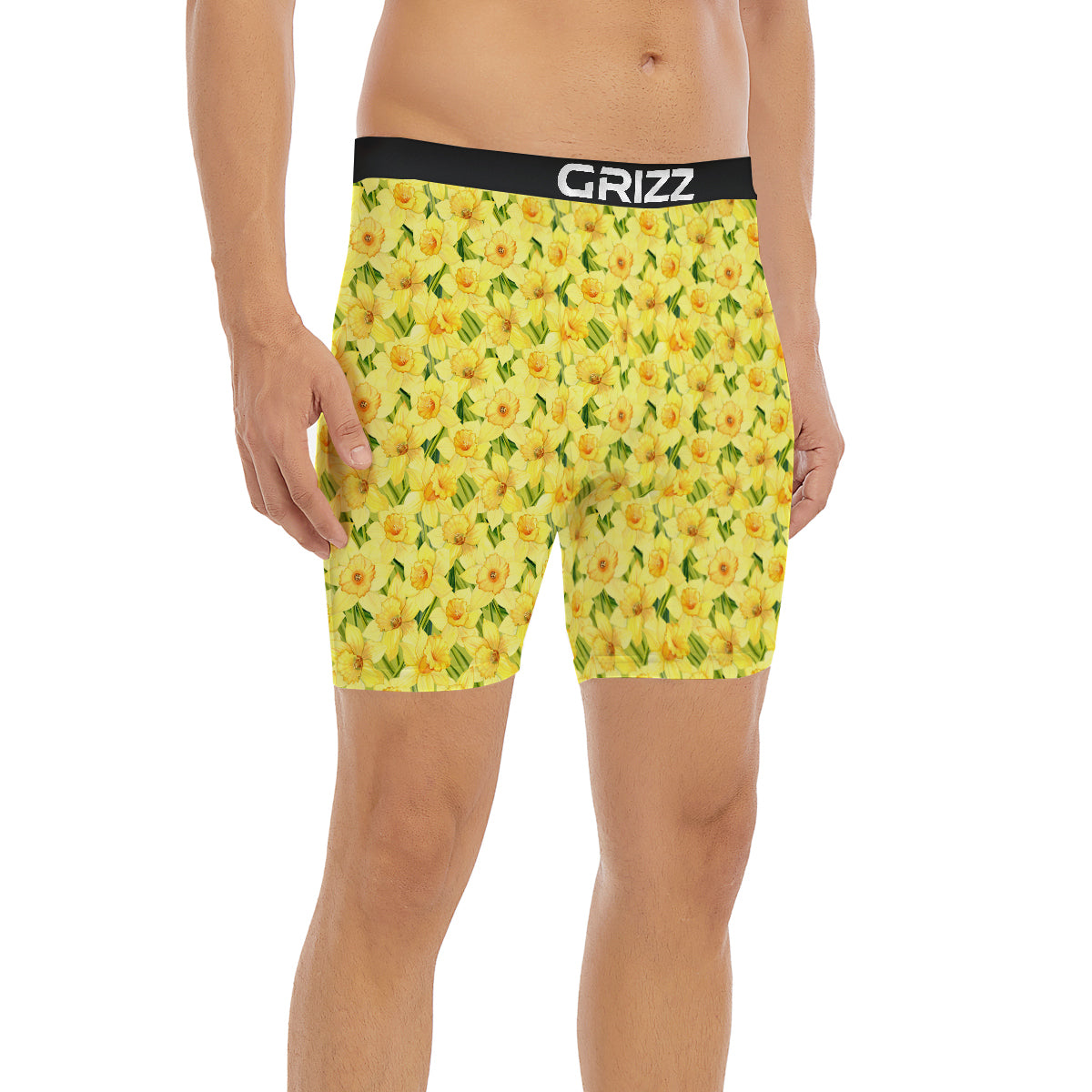 Flower Daffodil Watercolor Print Pattern Boxer Briefs-grizzshop