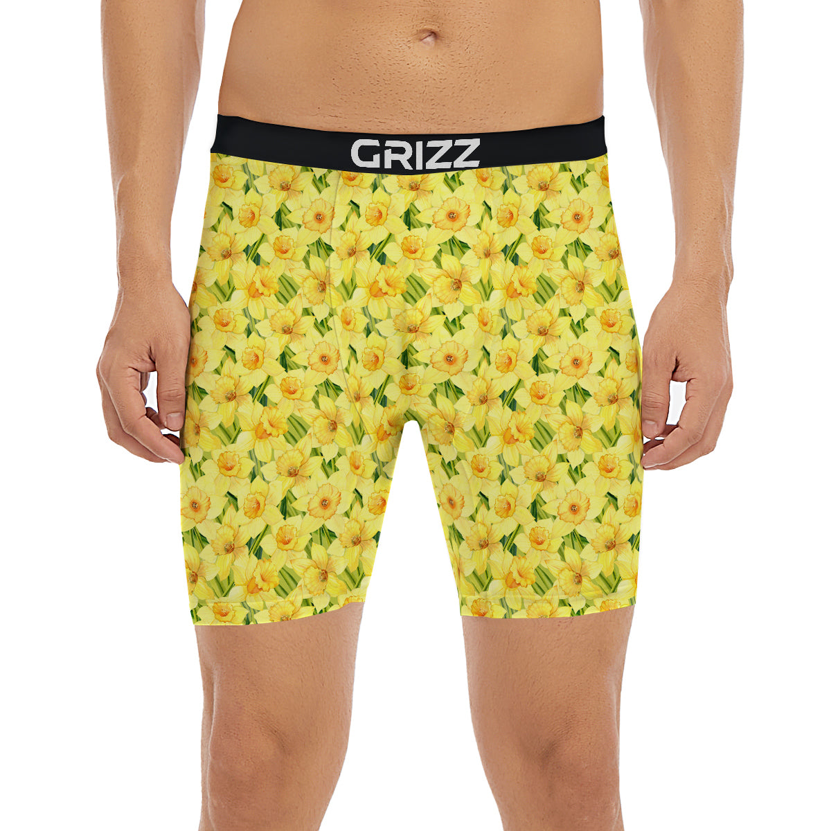 Flower Daffodil Watercolor Print Pattern Boxer Briefs-grizzshop