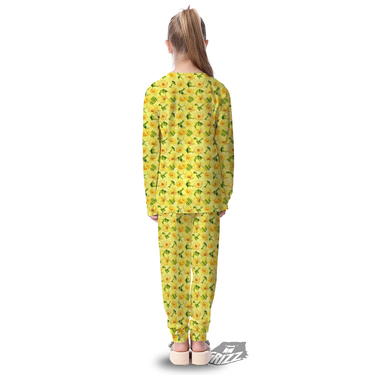 Flower Daffodil Watercolor Print Pattern Kid's Pajamas-grizzshop