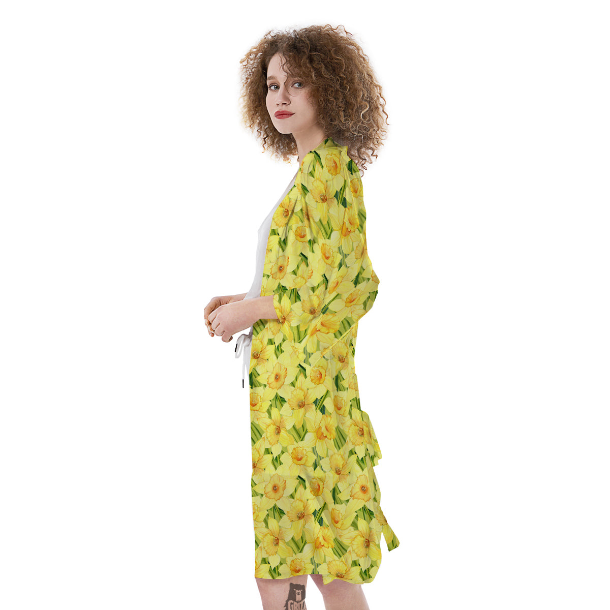 Flower Daffodil Watercolor Print Pattern Kimono-grizzshop