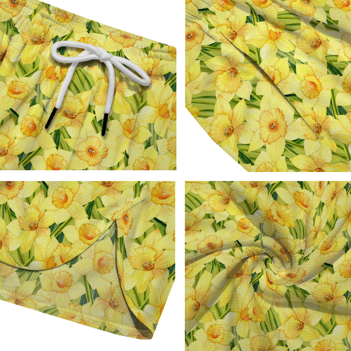 Flower Daffodil Watercolor Print Pattern Men's Running Shorts-grizzshop