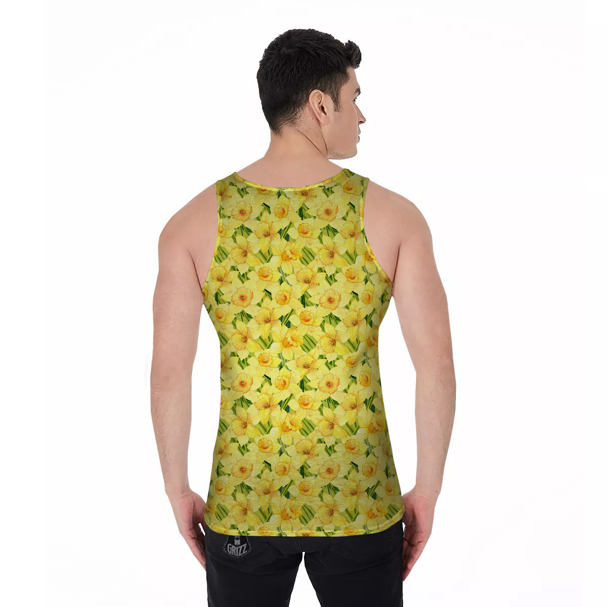 Flower Daffodil Watercolor Print Pattern Men's Tank Top-grizzshop