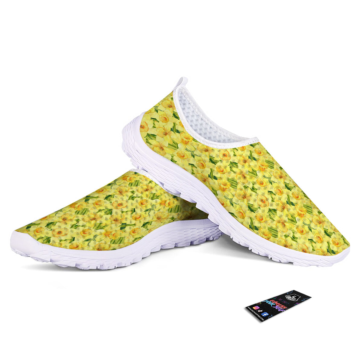 Flower Daffodil Watercolor Print Pattern Nurse Shoes-grizzshop