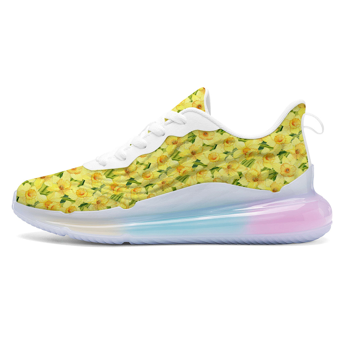 Flower Daffodil Watercolor Print Pattern Running Sneakers-grizzshop