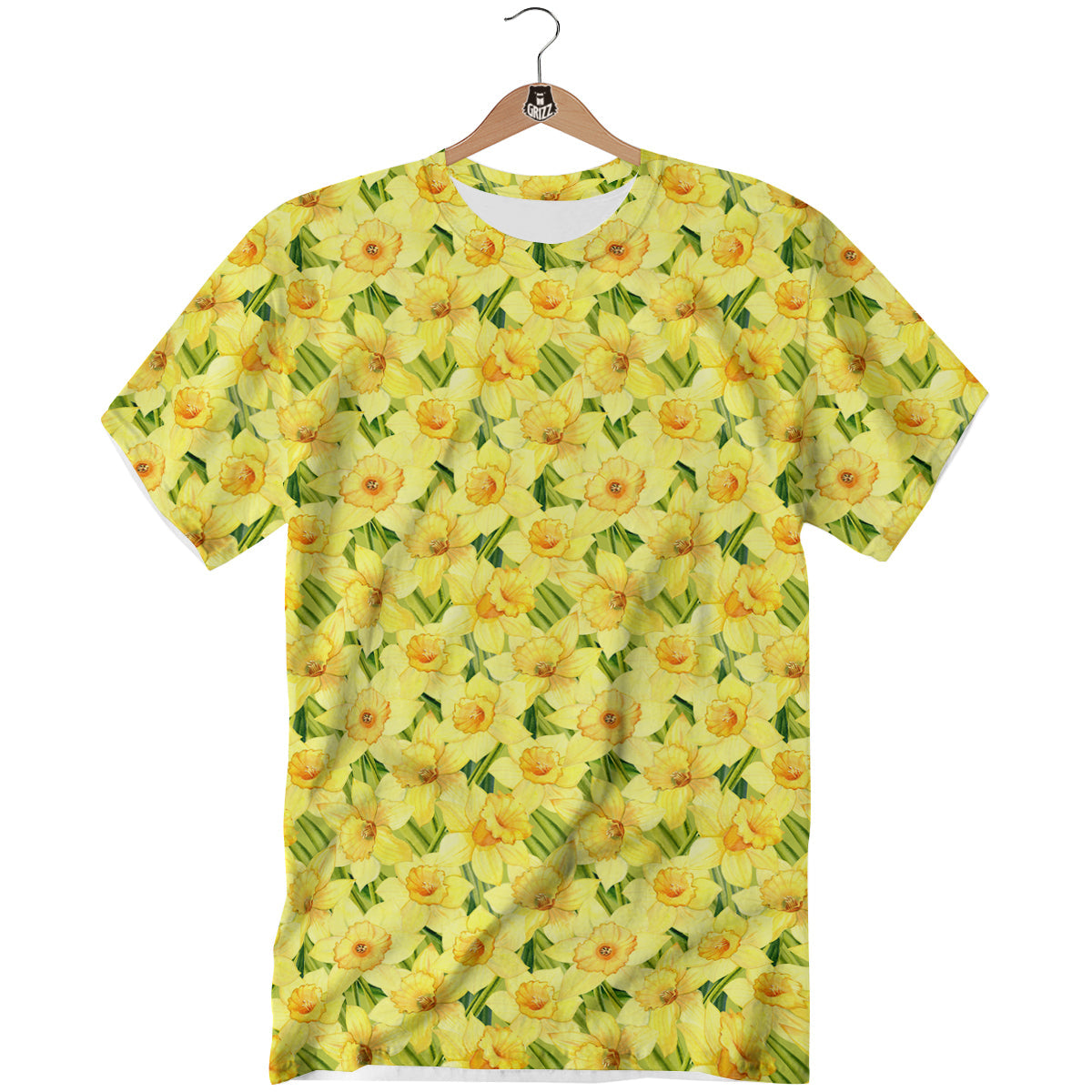 Flower Daffodil Watercolor Print Pattern T-Shirt-grizzshop
