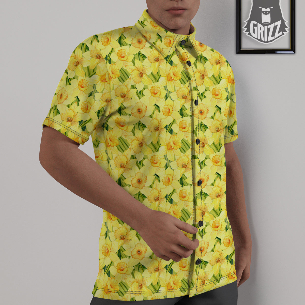 Flower Daffodil Watercolor Print Pattern Untucked Shirts-grizzshop